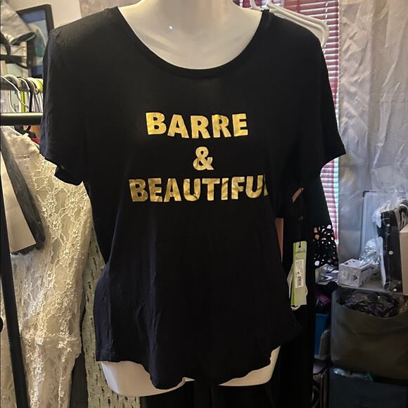 Sam Edelman’s Barre and Beautiful Open back Top with Gold Print - Picture 1 of 6